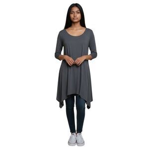 Altar’d State Charcoal Gray Asymmetric Hem Jersey Knit Tunic Mini Dress M